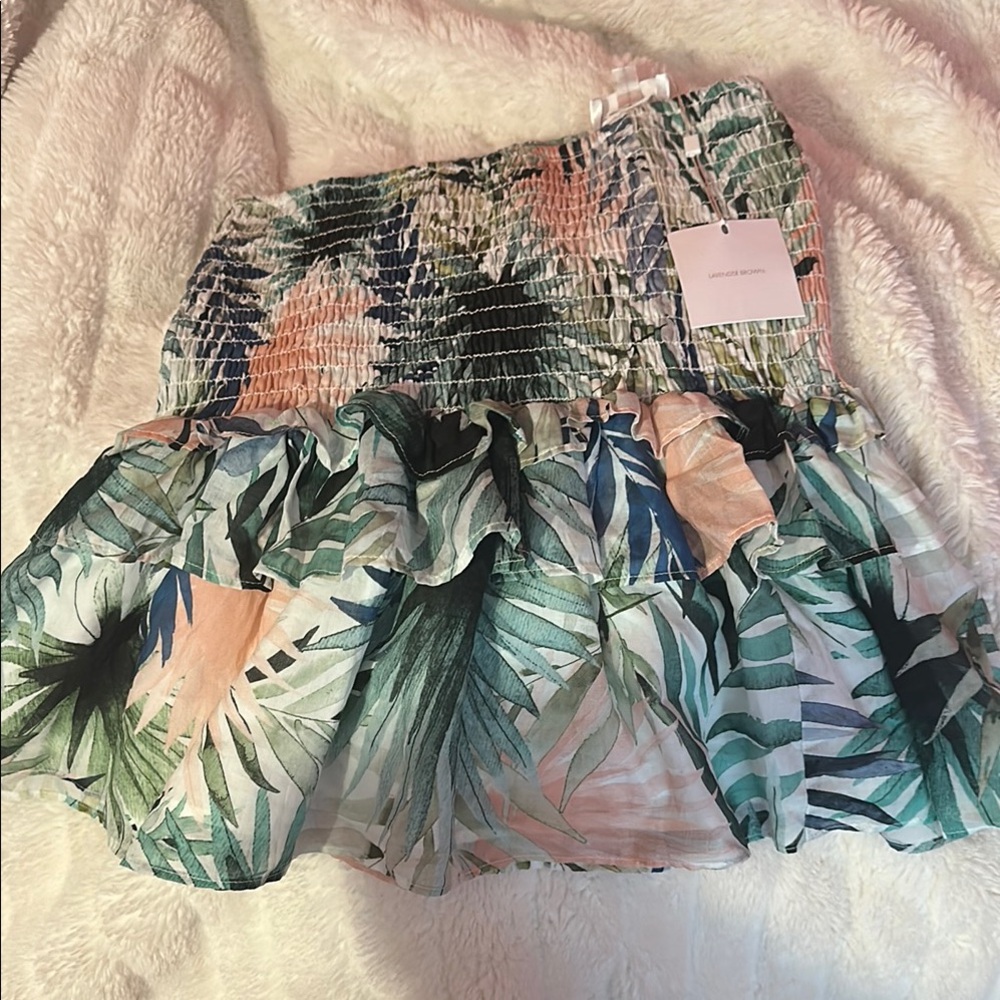 Lavender Brown Tropical Print Skirt - Green and Pink NWT